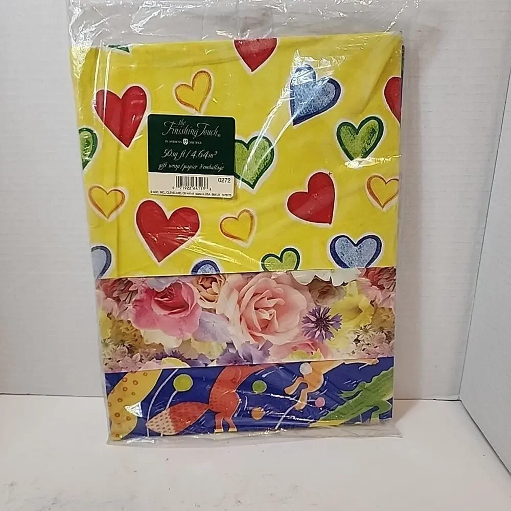 Vtg Finishing Touch AGC All Occasion 8 Full Sheets 50 sq.ft Wrapping Paper 0272